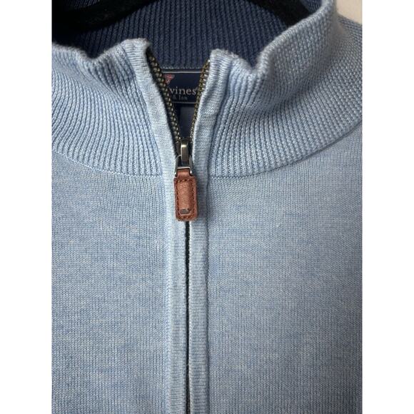 Men's Vineyard Vines 1/4 Zip Cotton Striped Pullover Sweater Blue White Large - Picture 4 of 5